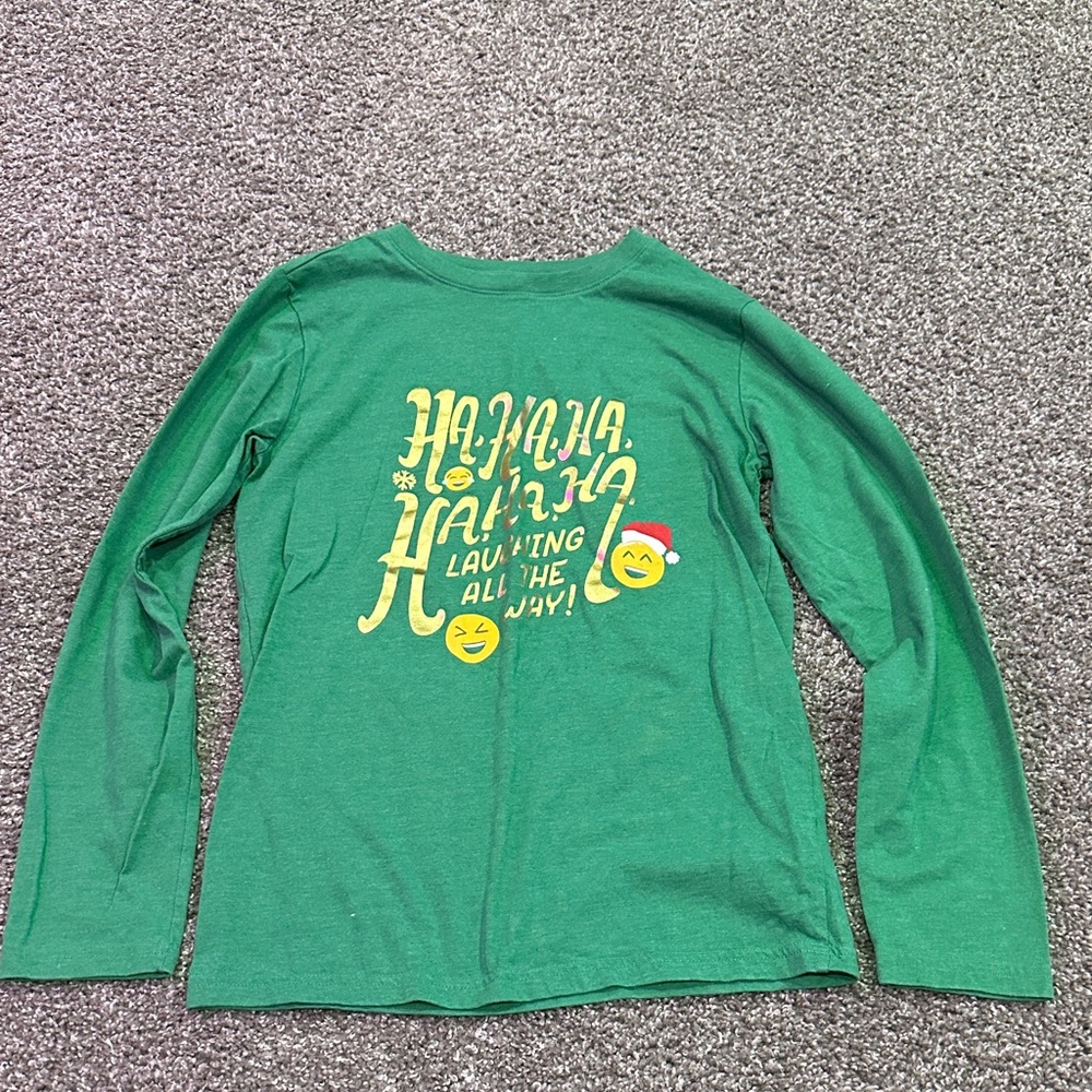 Cat & Jack Green Holiday Long Sleeve Tee